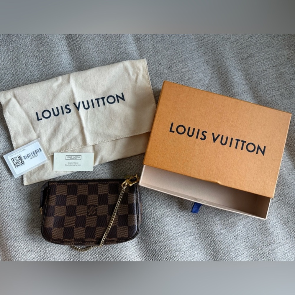 Authentic Louis Vuitton Mini Pouchette (SLG) in
Damier Ebene